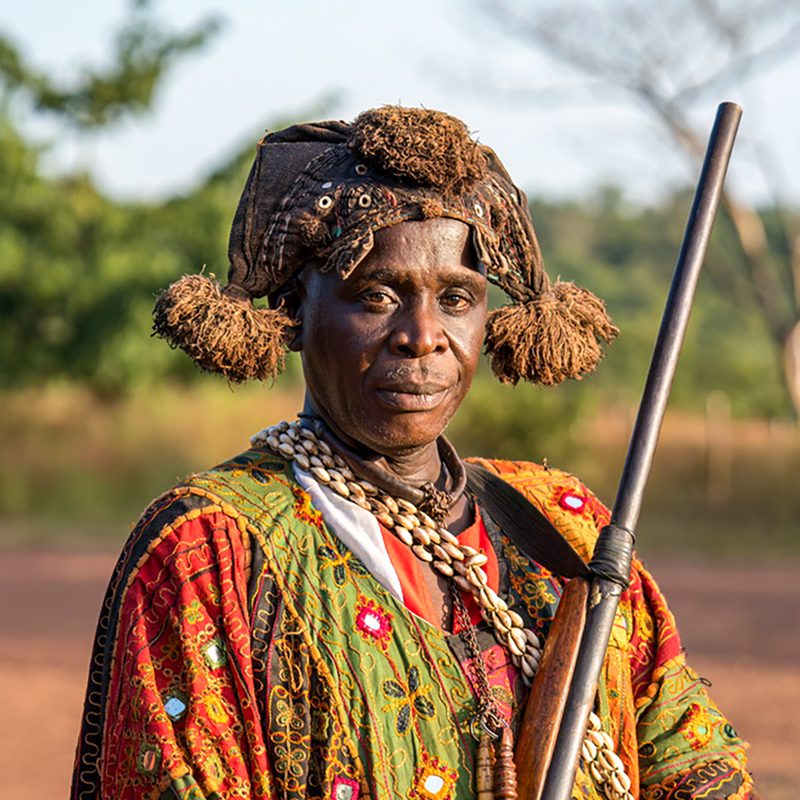 meeting with Malinke Dozo warriors during trip to Guinea Liberia and Sierra Leone